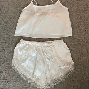 White Satin Co-Ord Pajama Set